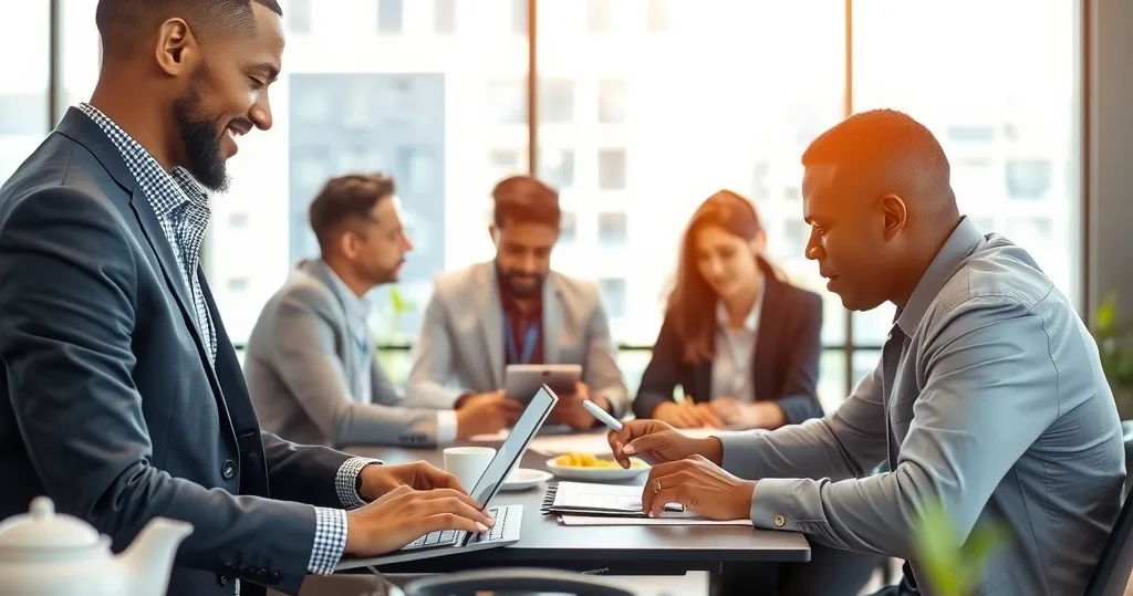 A business scene illustrating How technology drives business efficiency in the Technology industry, for B2B, B2C, Enterprises